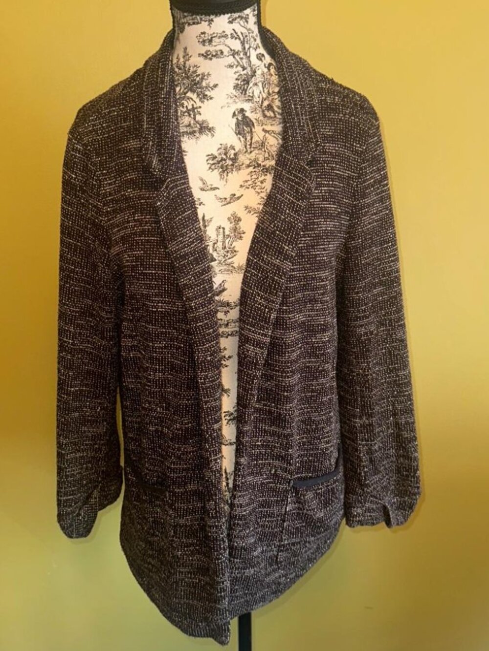2/$20 NEW LOOK PL Black Marl Blazer Cardigan